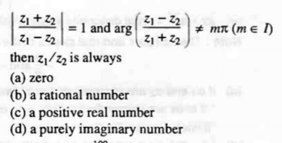 Question image for If z1 and z2 are two complex number then choose t